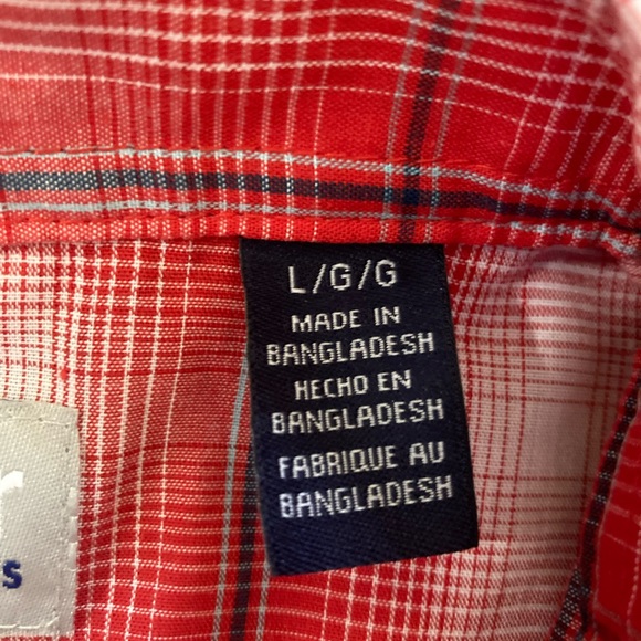 Wrangler Wrancher Western Shirt Pearl Snap Size Large Red Plaid Short Sleeves - Picture 7 of 9